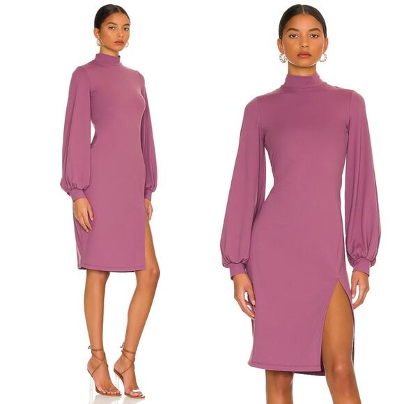 SUSANA MONACO Mock Neck Long Sleeve Slit Dress in Amethyst Purple Size XS NEW - Picture 1 of 9